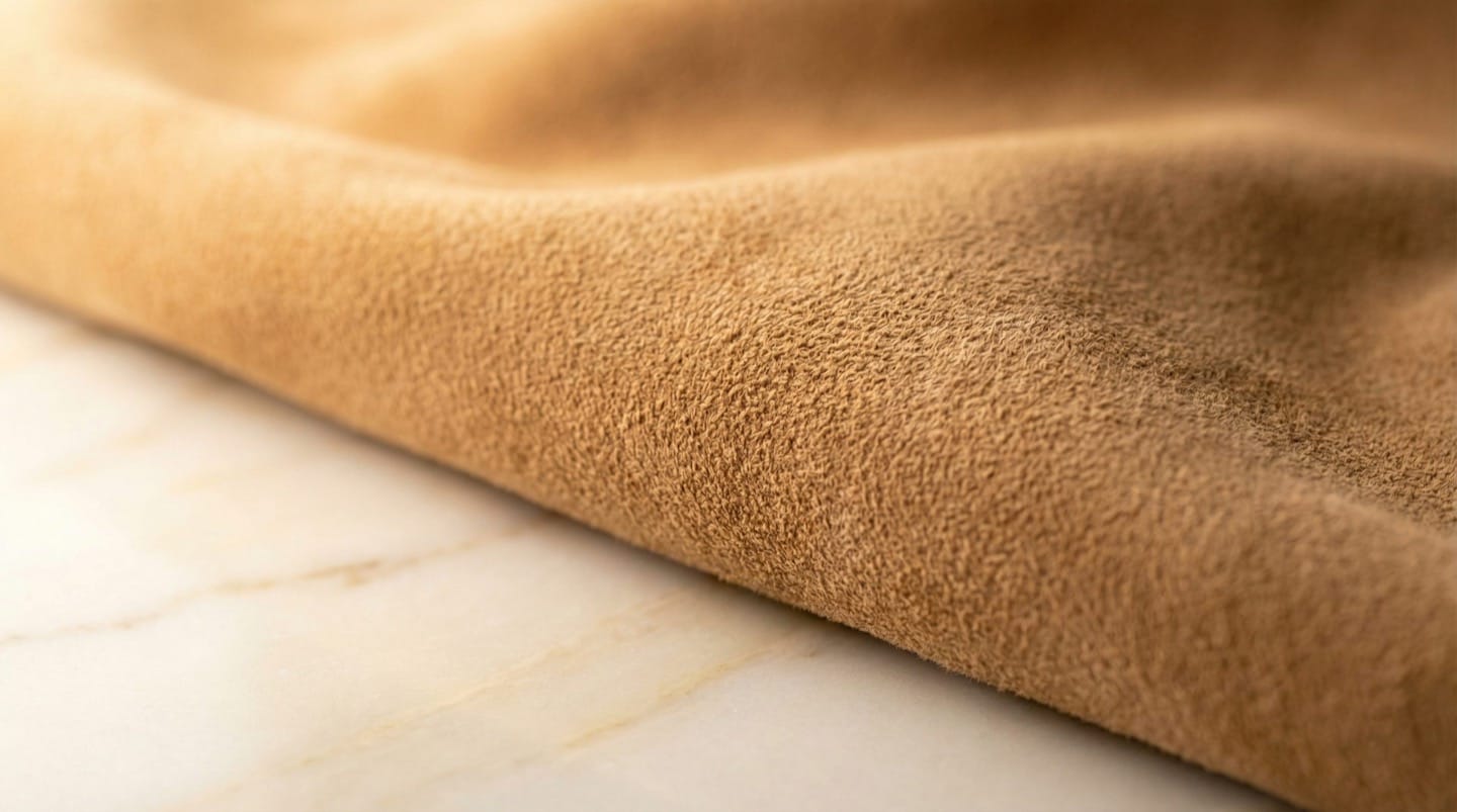 Warm tan suede material showing soft napped texture